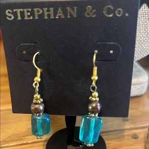 Gold and Blue Earrings
